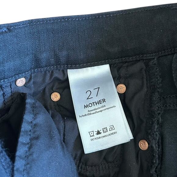 MOTHER Black The Insider Crop Step Fray Jeans Sz 27 - Picture 3 of 8